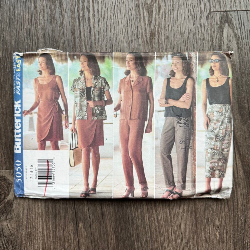 UNCUT Vintage 1990s Butterick 5050 Sewing Pattern Womens Size S-M Top Skirt Pant